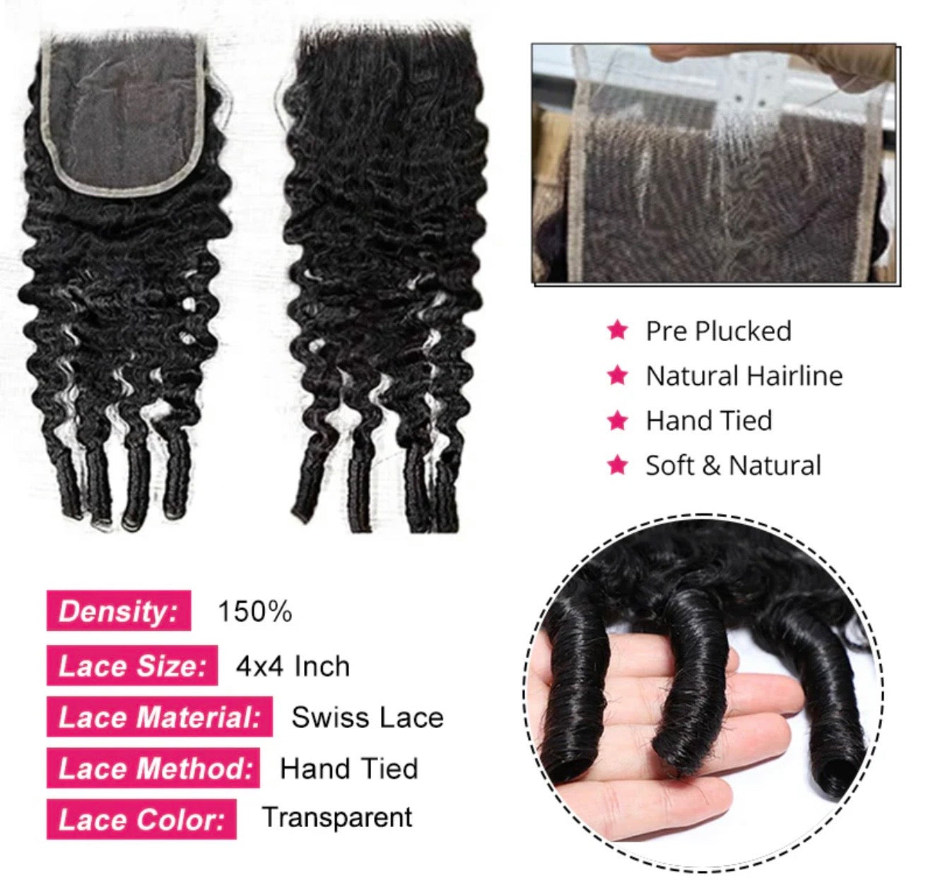 SlayWay Burmese Curly Single Closures & Frontals