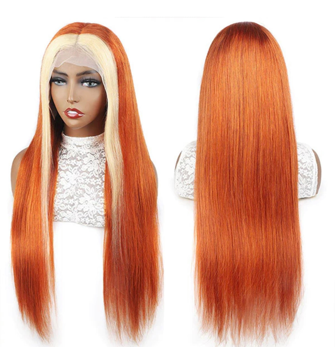 (Skunk Stripe) Transparent Frontal Wigs
