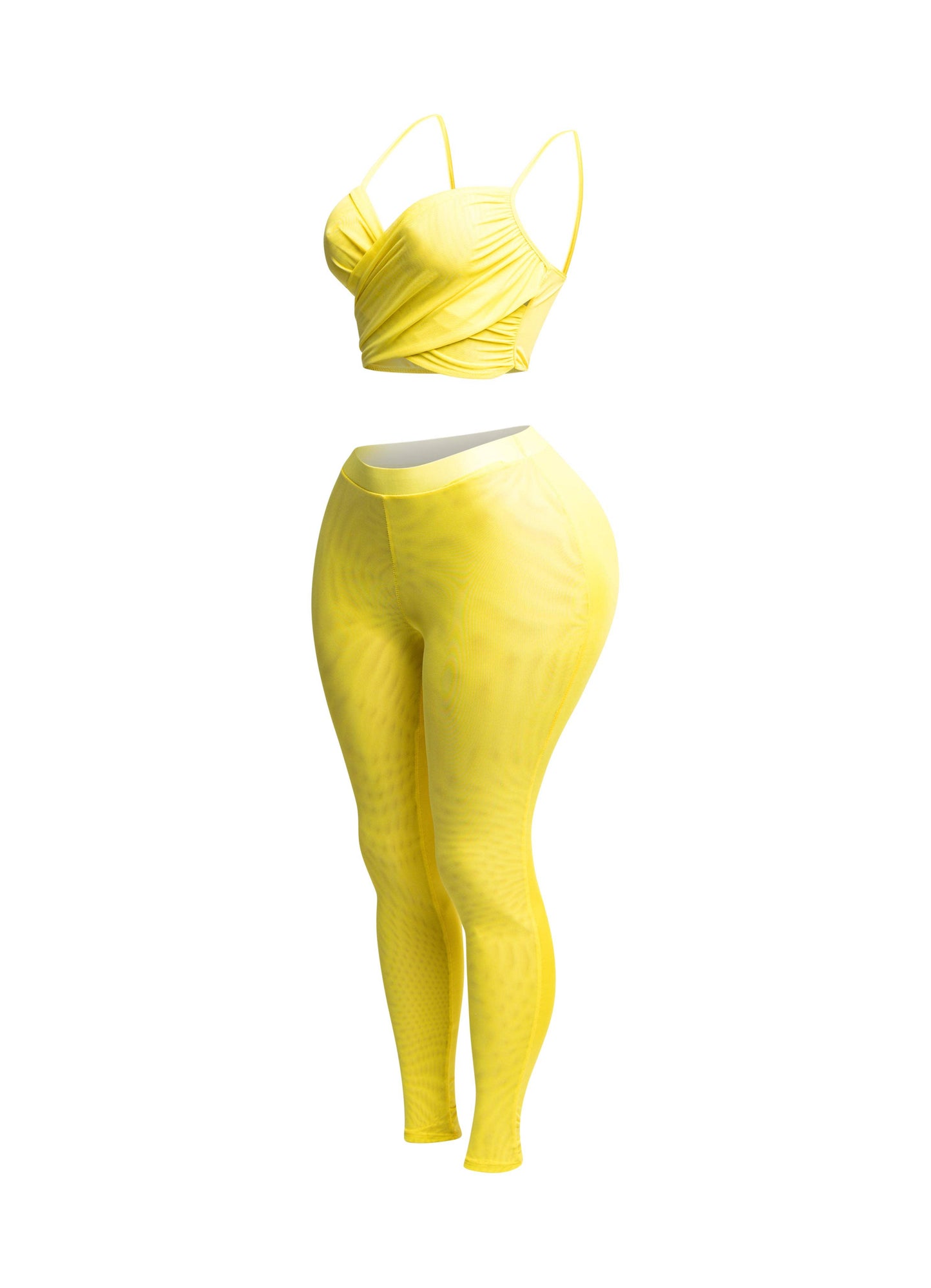 Yellow Mesh Contrast Summer Set