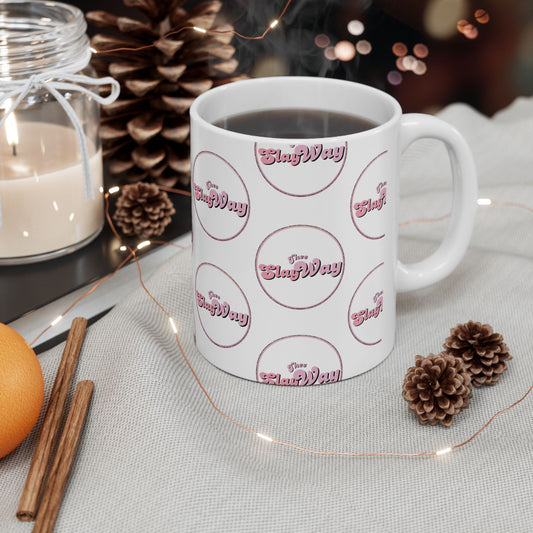 Ceramic Mug — Pink Retro “Slay Way” Pattern Coffee Mug (11oz & 15oz)