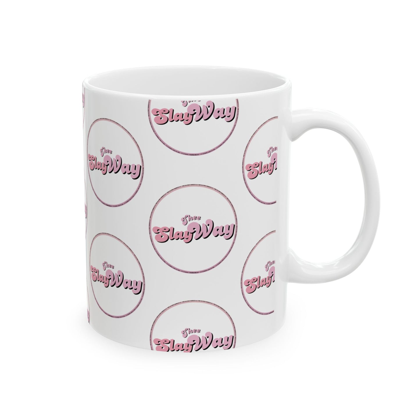 Ceramic Mug — Pink Retro “Slay Way” Pattern Coffee Mug (11oz & 15oz)