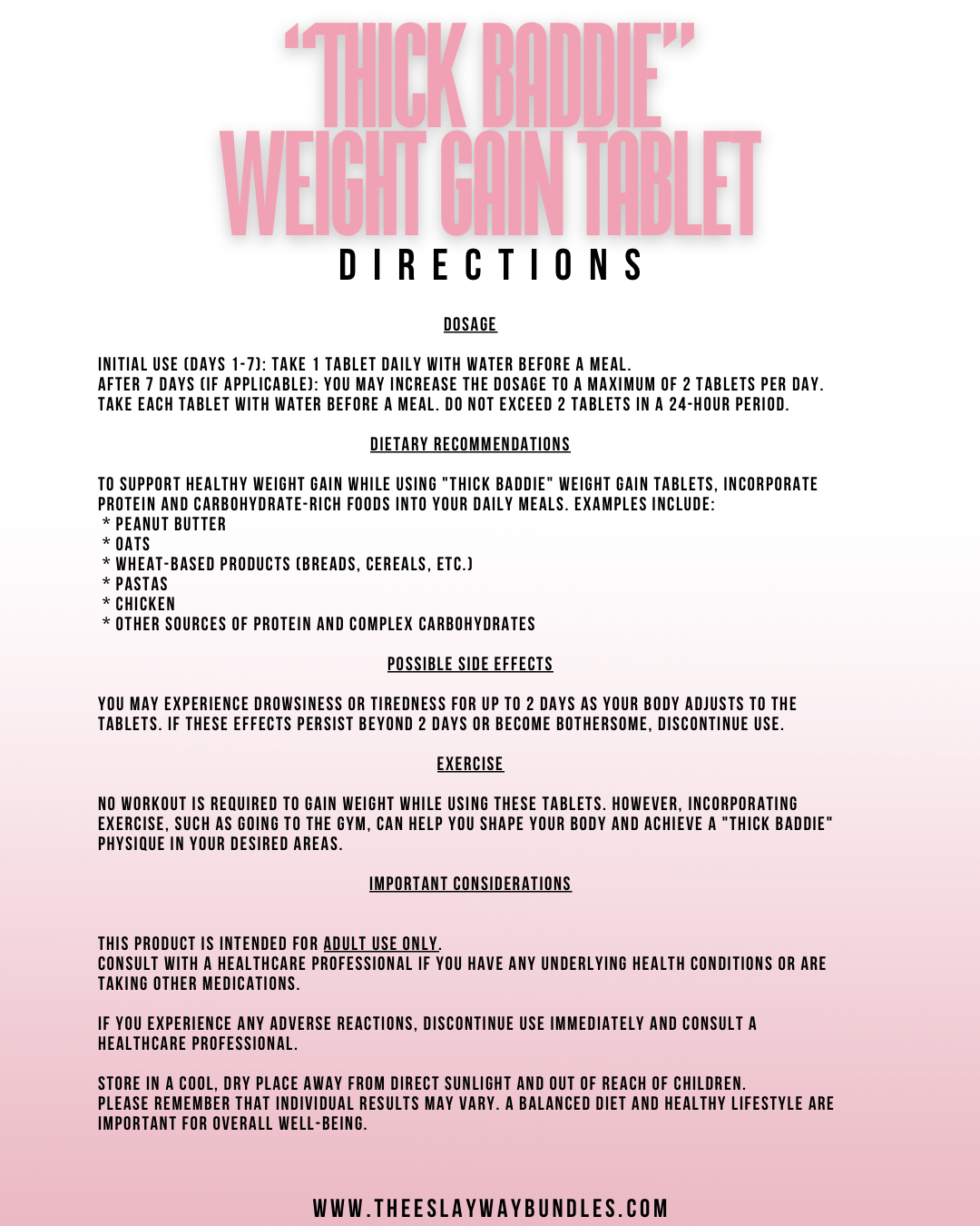 Thee “Thick Baddie” Weight Gain Tablets