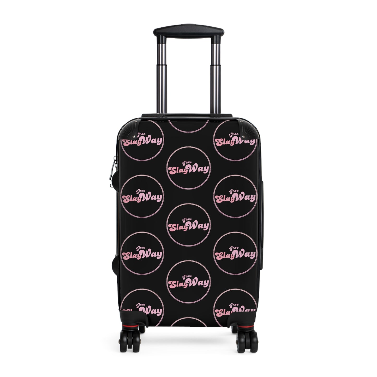 Black Carry-On Suitcase with "SlayWay" Logo Pattern — Stylish Travel Luggage