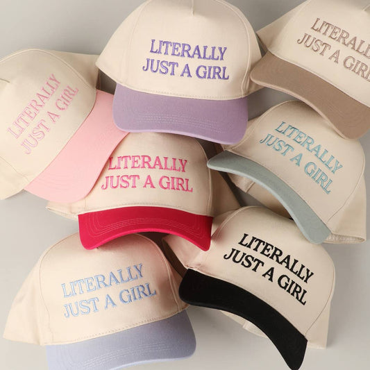 Thee “Literally Just A Girl” Embroidery Two Tone Trucker Hat