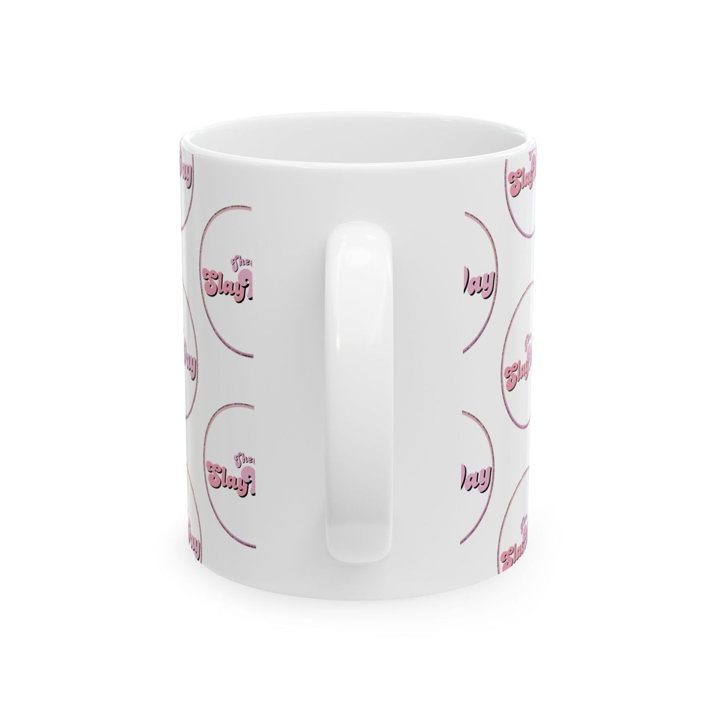 Ceramic Mug — Pink Retro “Slay Way” Pattern Coffee Mug (11oz & 15oz)