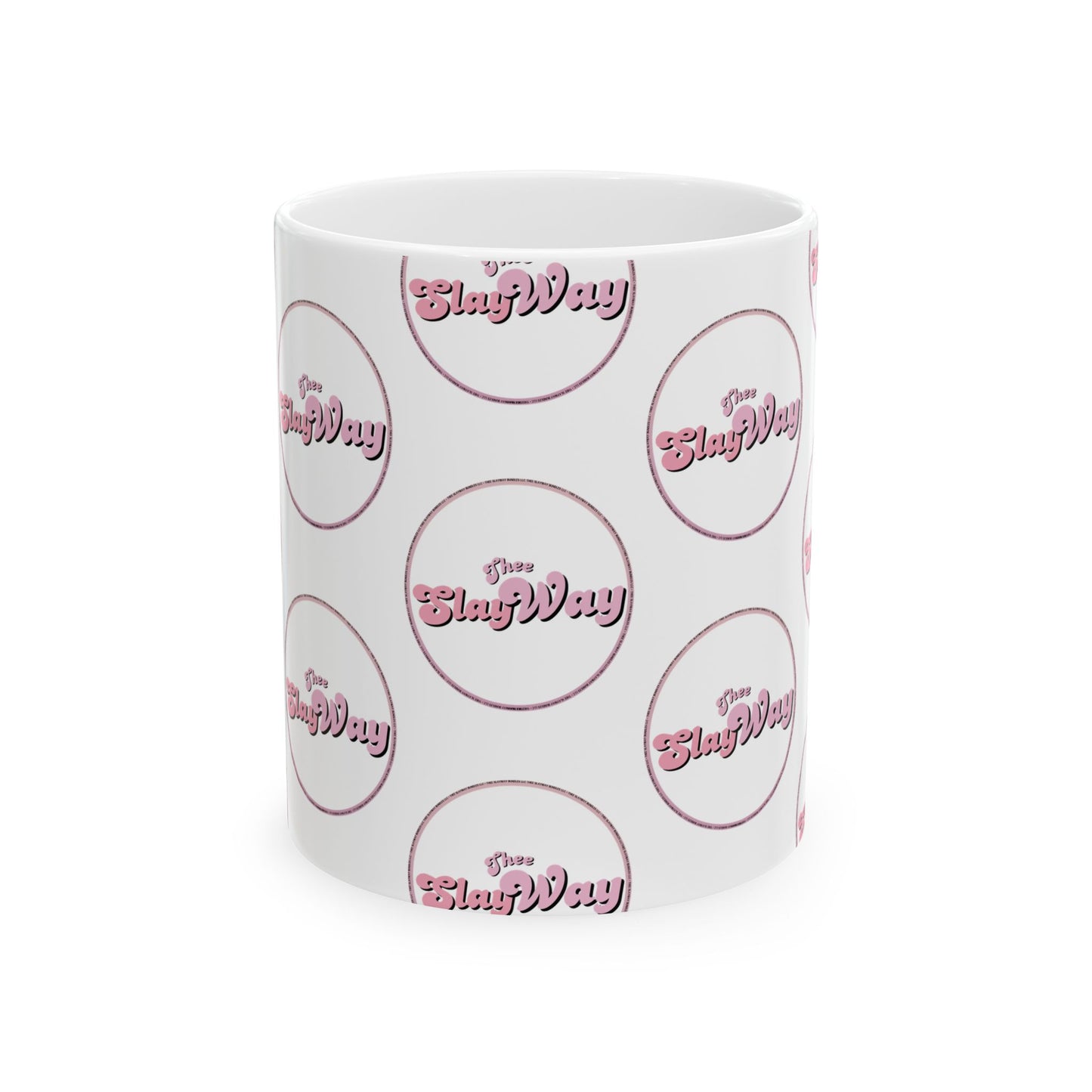 Ceramic Mug — Pink Retro “Slay Way” Pattern Coffee Mug (11oz & 15oz)