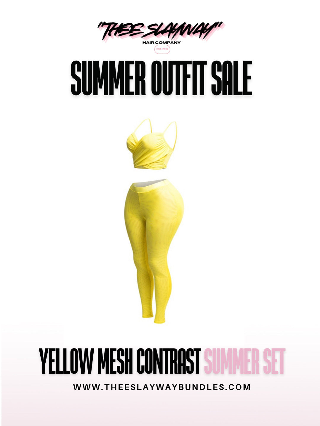 Yellow Mesh Contrast Summer Set