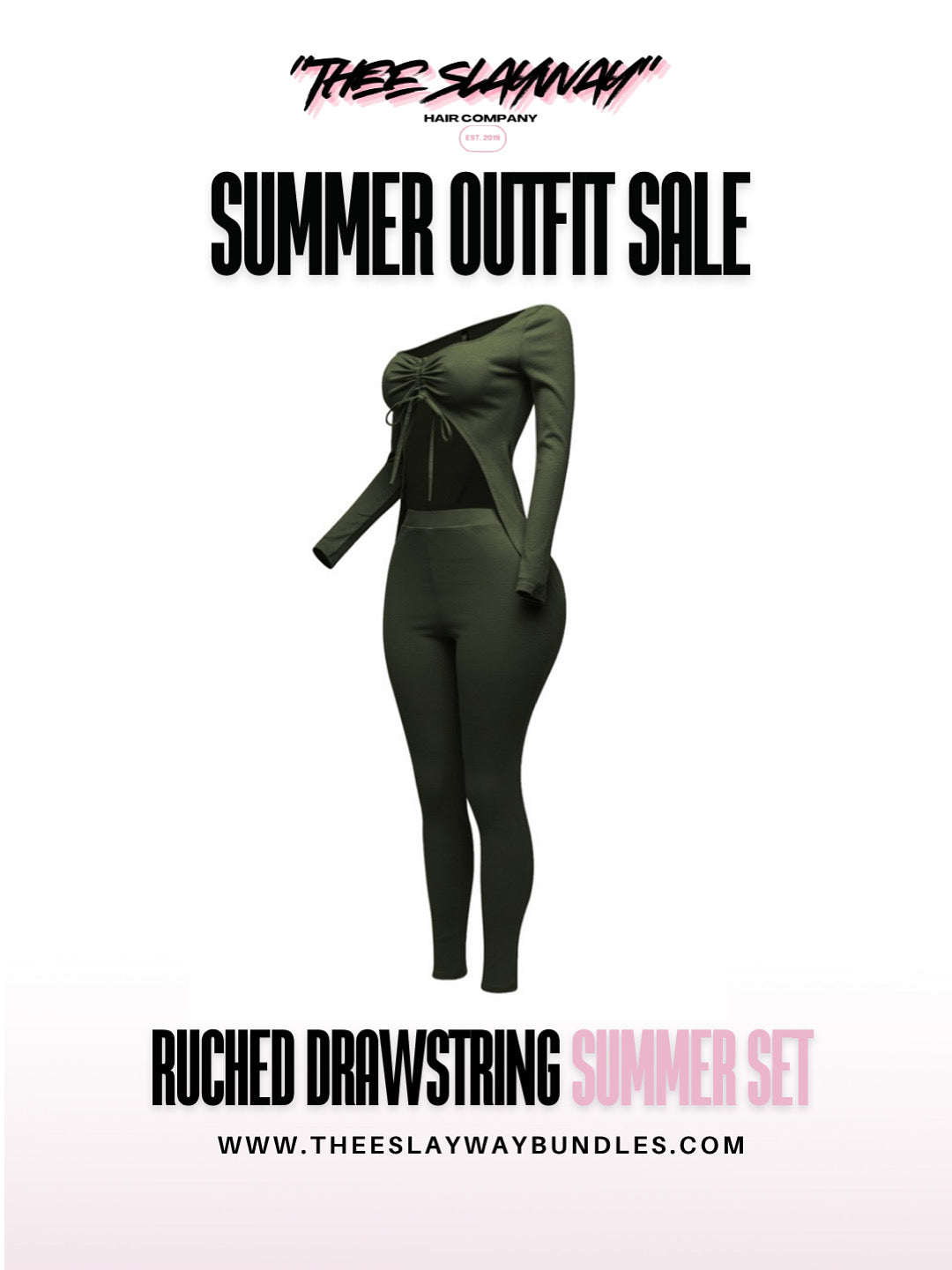 Ruched Drawstring Summer Set