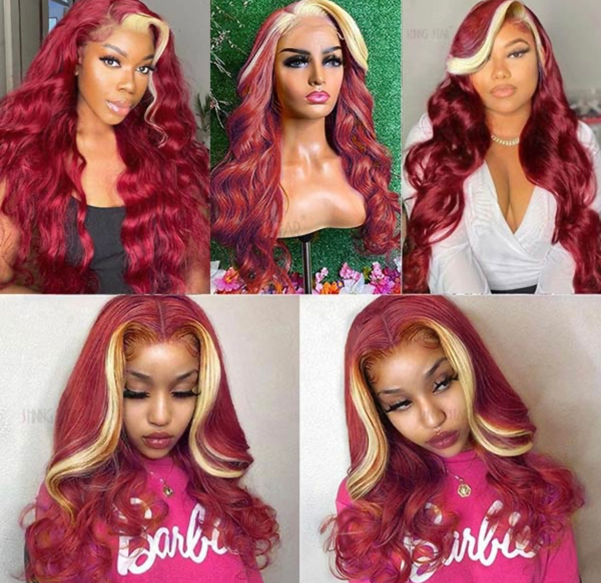 (Skunk Stripe) Transparent Frontal Wigs