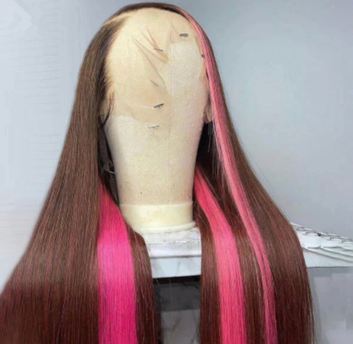 (Skunk Stripe) Transparent Frontal Wigs
