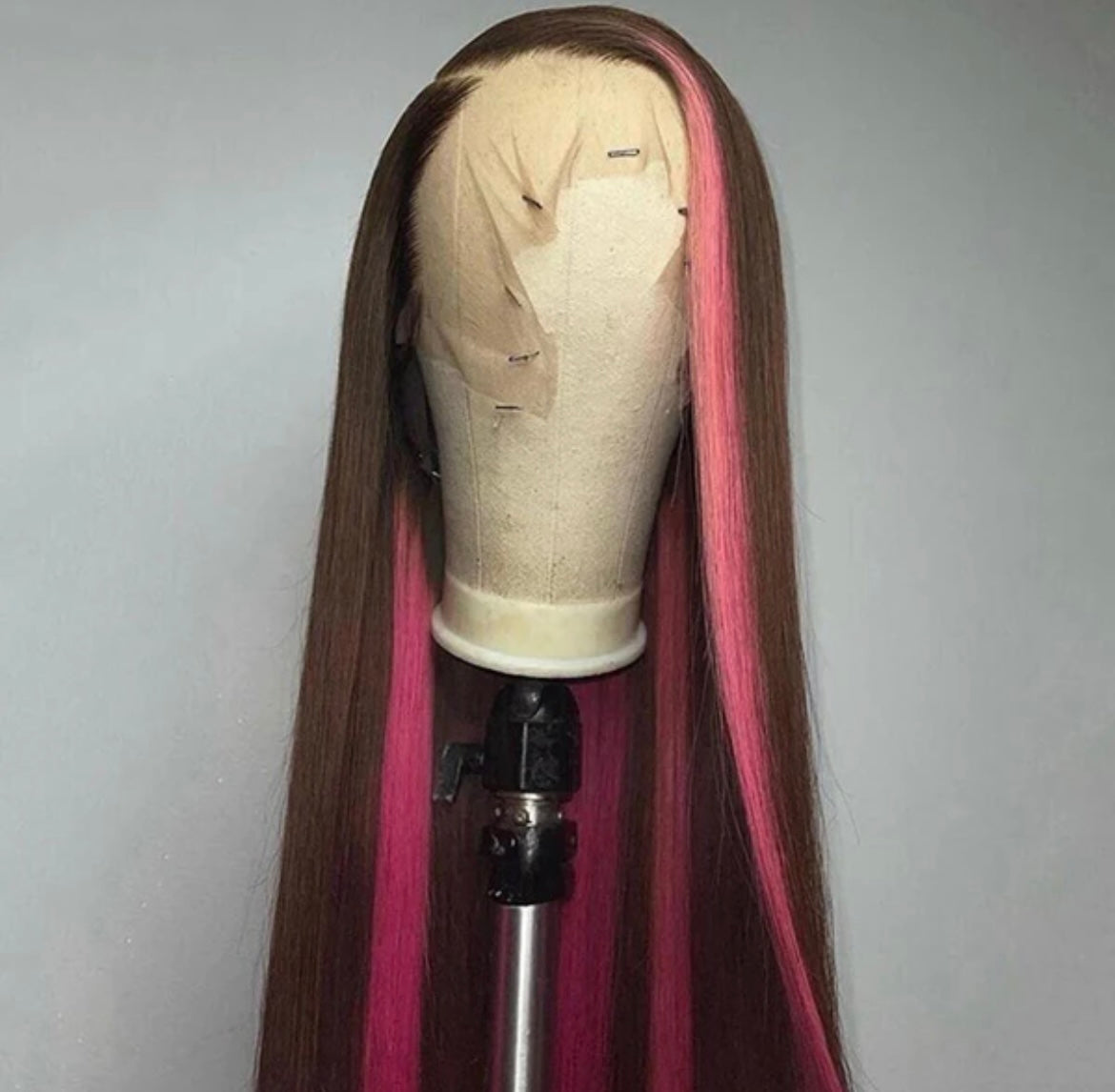 (Skunk Stripe) Transparent Frontal Wigs