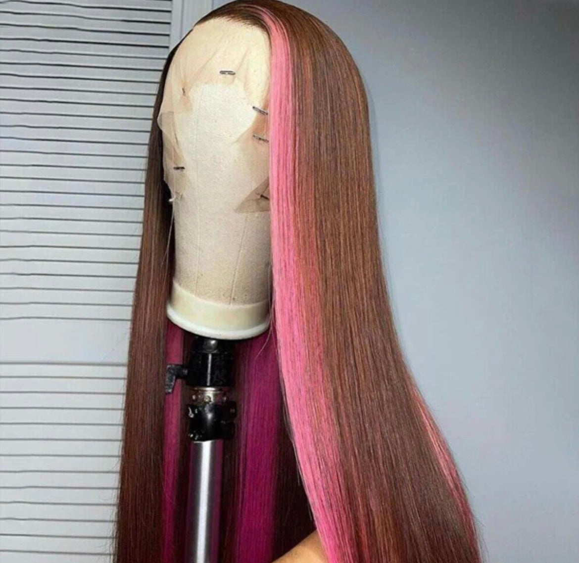 (Skunk Stripe) Transparent Frontal Wigs